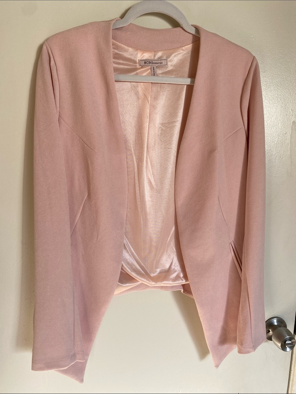 BCBGeneration MaxAzria Soft Blush Pink Open-Front Blazer Medium